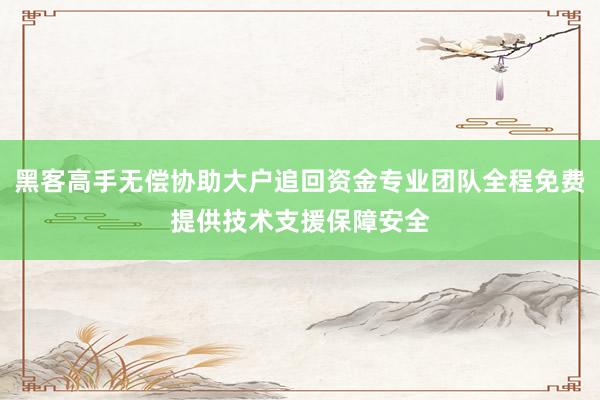 黑客高手无偿协助大户追回资金专业团队全程免费提供技术支援保障安全