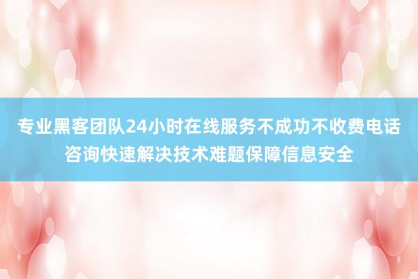 专业黑客团队24小时在线服务不成功不收费电话咨询快速解决技术难题保障信息安全