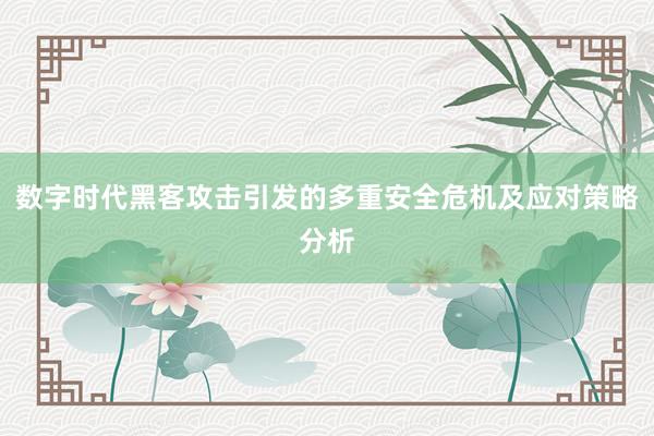 数字时代黑客攻击引发的多重安全危机及应对策略分析