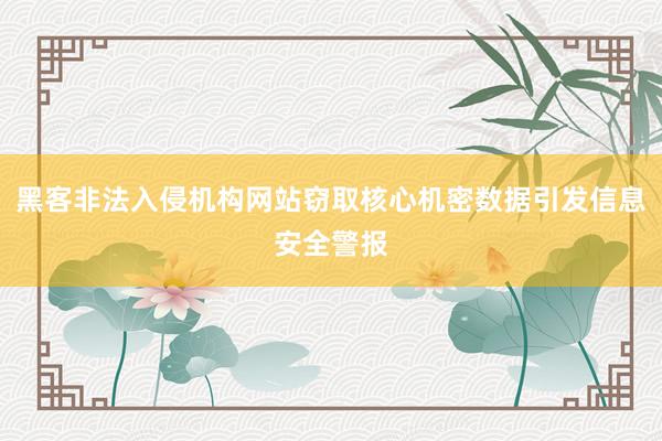 黑客非法入侵机构网站窃取核心机密数据引发信息安全警报